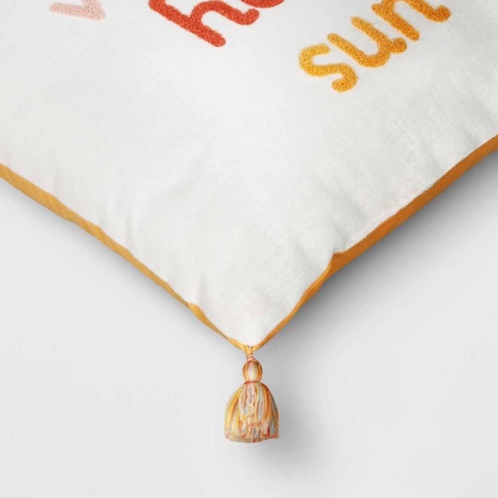 "Just Wanna Have Sun" Embroidered Throw Pillow with Tassels - Room Essentials - Picture 5 of 10